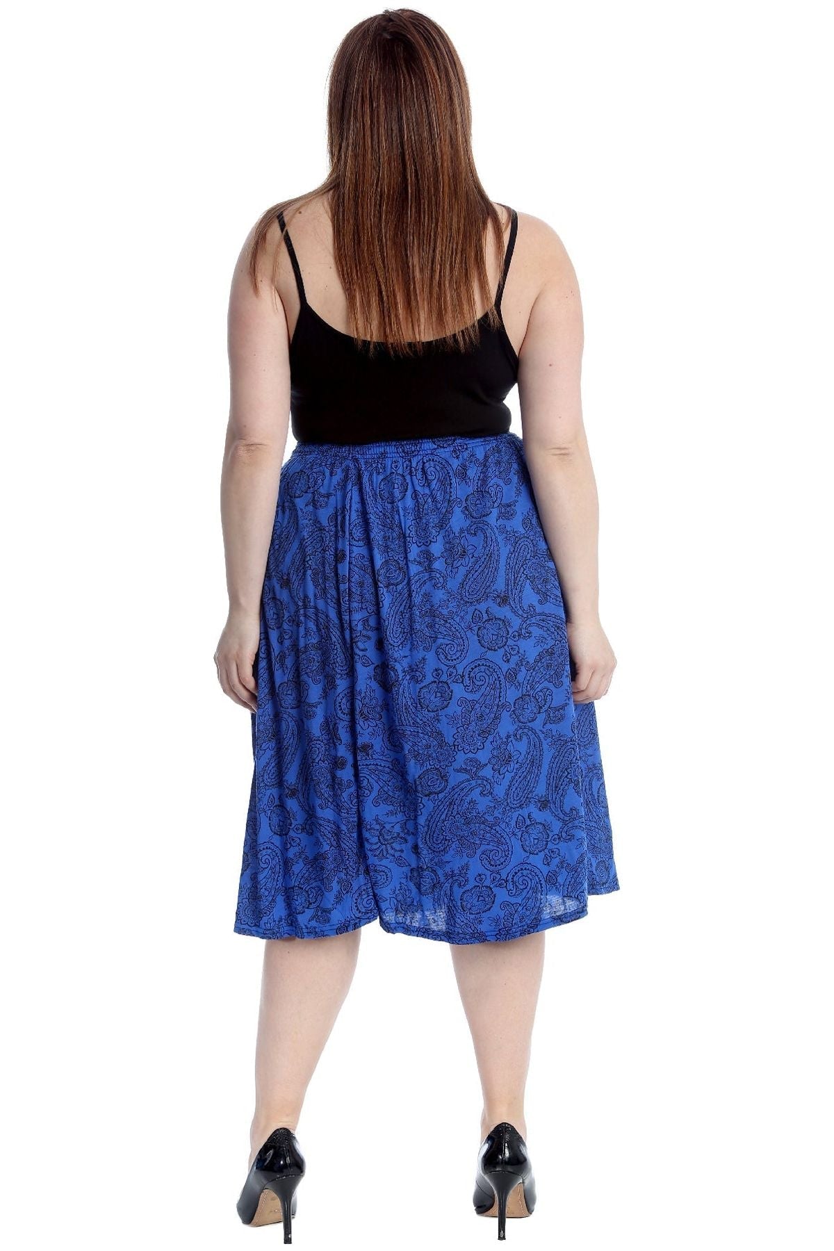 Plus Size Paisley Print Midi Skirt Skirt WearAll