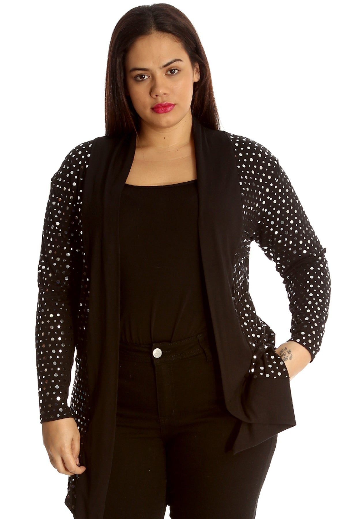 Polka Dot Foil Cardigan cardigan WearAll Silver 14