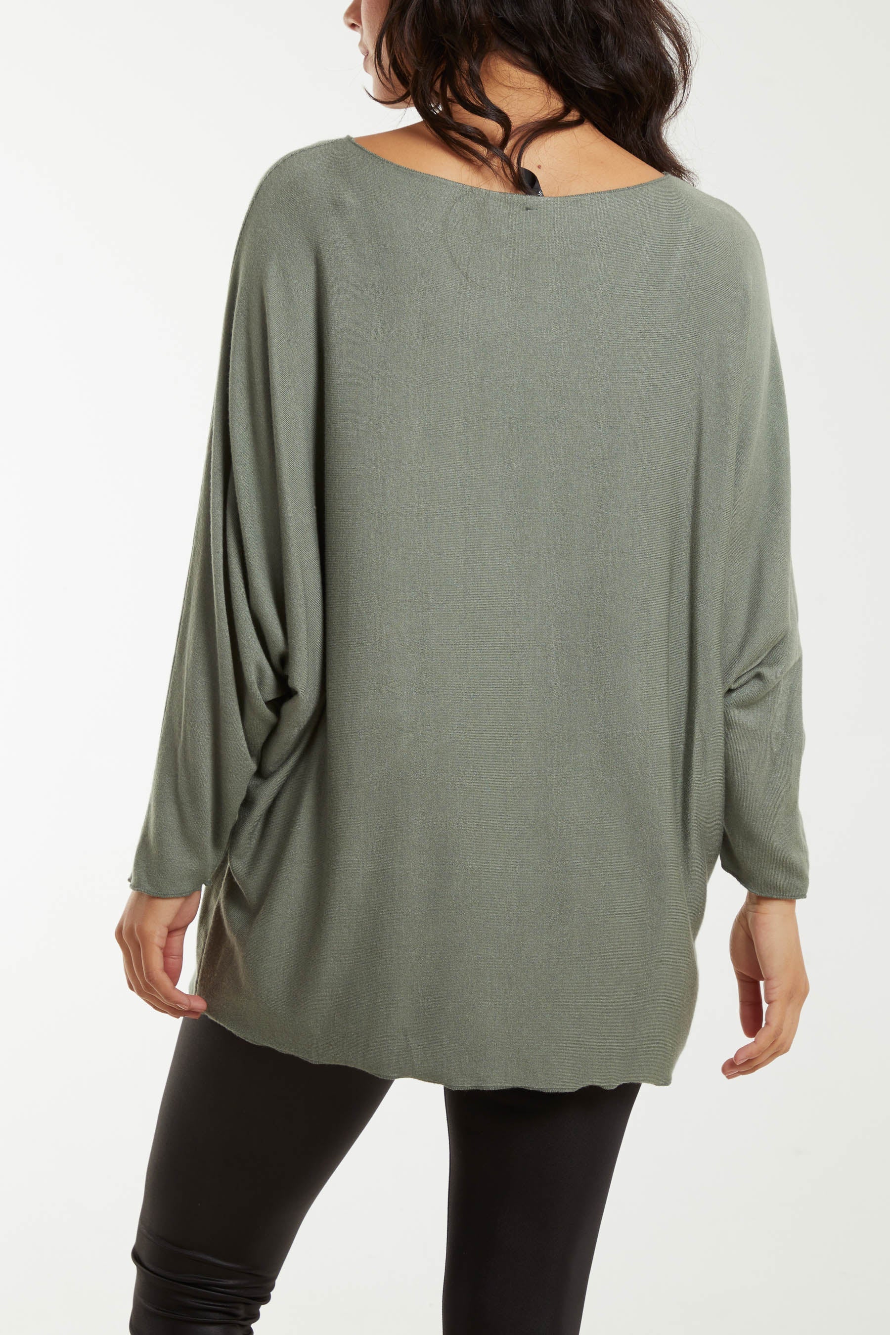 Round Neck Batwing Fine Knit Jumper Jumpers WearAll