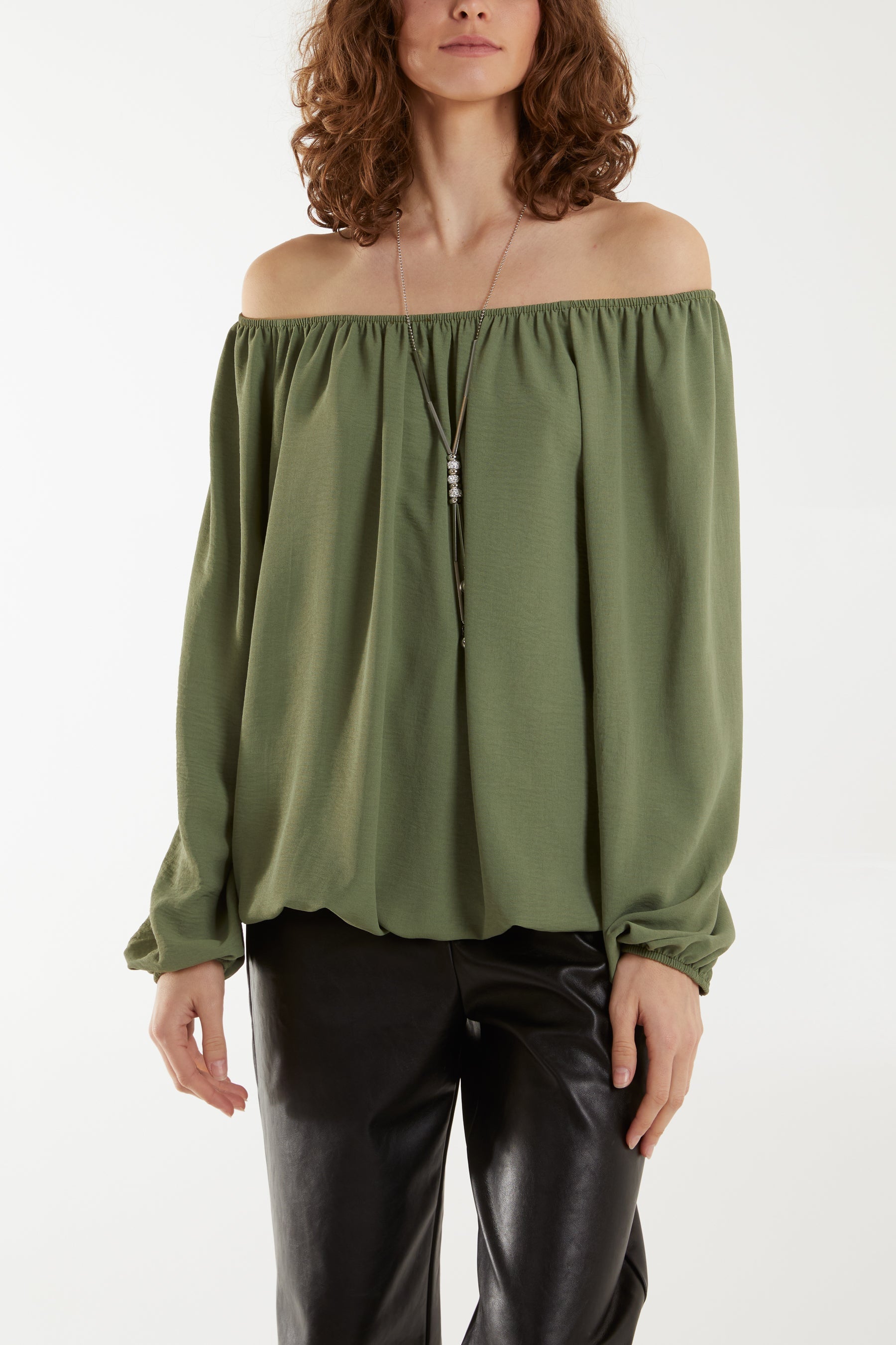 Off The Shoulder Necklace Top Tops WearAll Khaki One Size