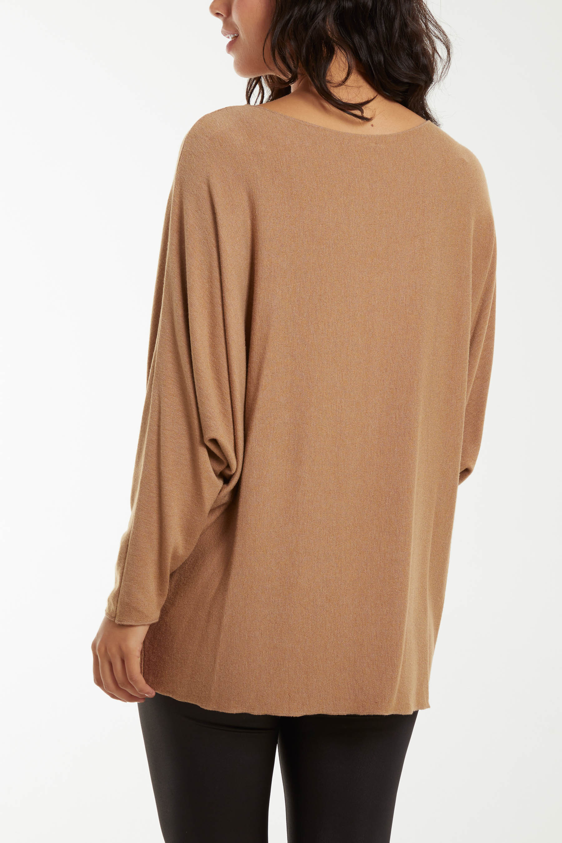 Round Neck Batwing Fine Knit Jumper Jumpers WearAll