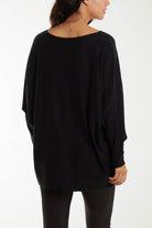 Round Neck Batwing Fine Knit Jumper Jumpers WearAll