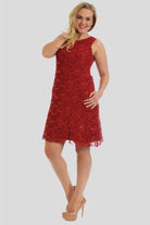 Sleeveless Lace Sequins Vest Dress Dress WearAll Red 12-14