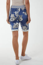 Orchid Floral Contrasted Waist Shorts Shorts WearAll