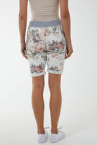 Contrasted Waist Floral Shorts Shorts WearAll