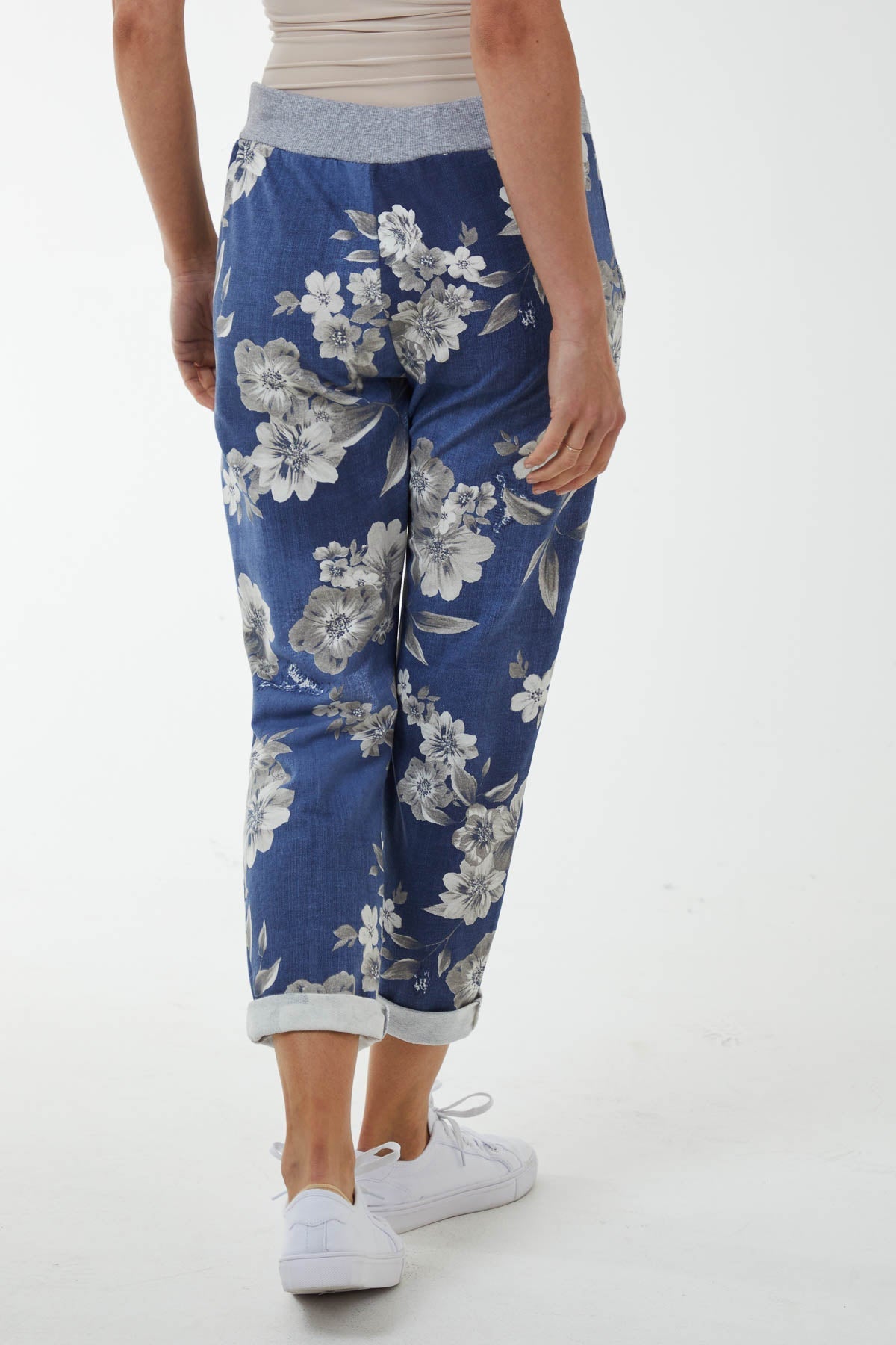 Contrast Waist Floral Trousers Trousers WearAll