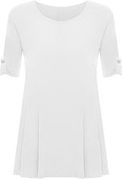 Scoop Neck Flared Ladies Plain Top Tops WearAll White 14