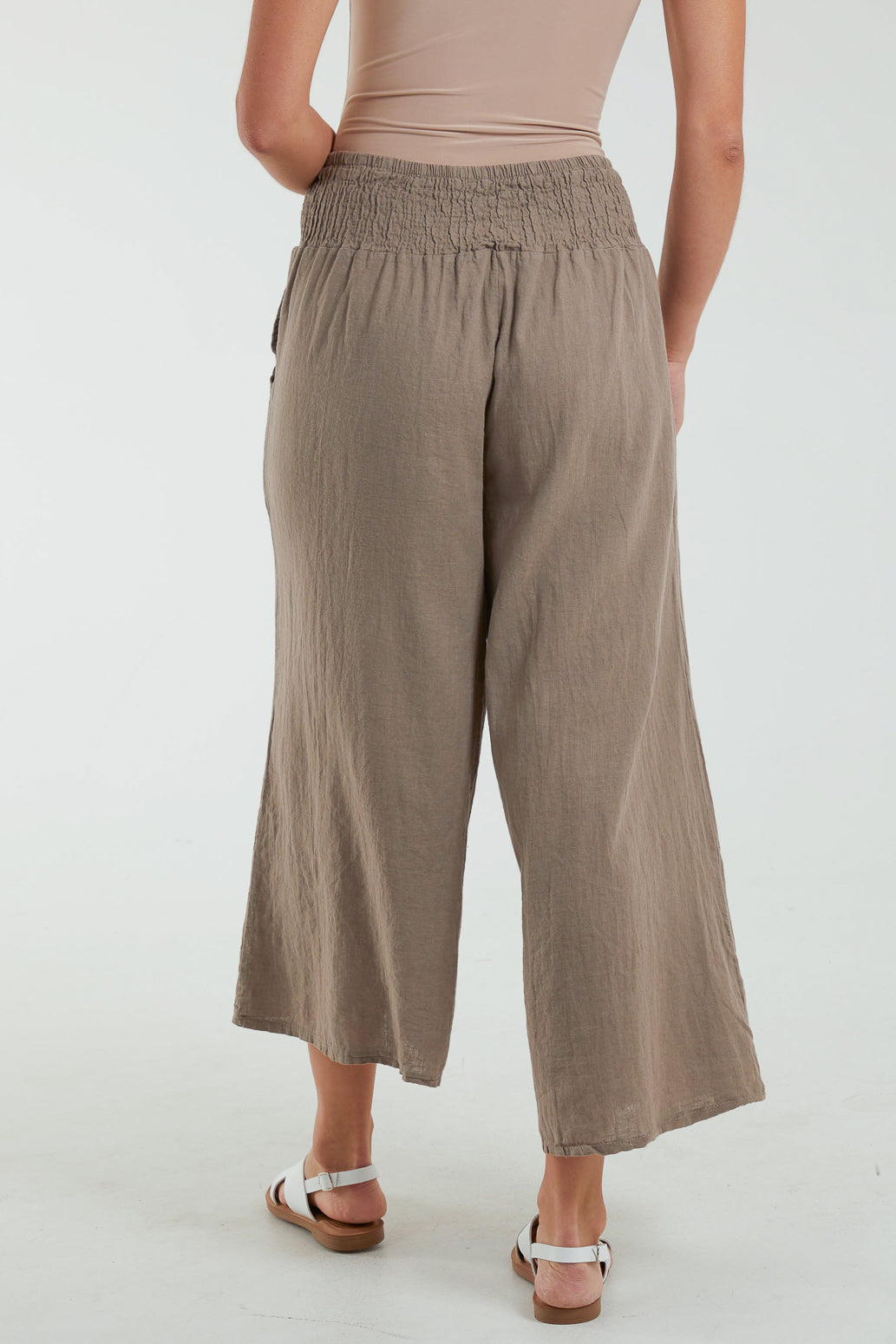 Linen Shirred Wide Leg Culottes Culottes WearAll