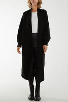 Chunky Knit Longline Cardigan Cardigans WearAll Black One Size