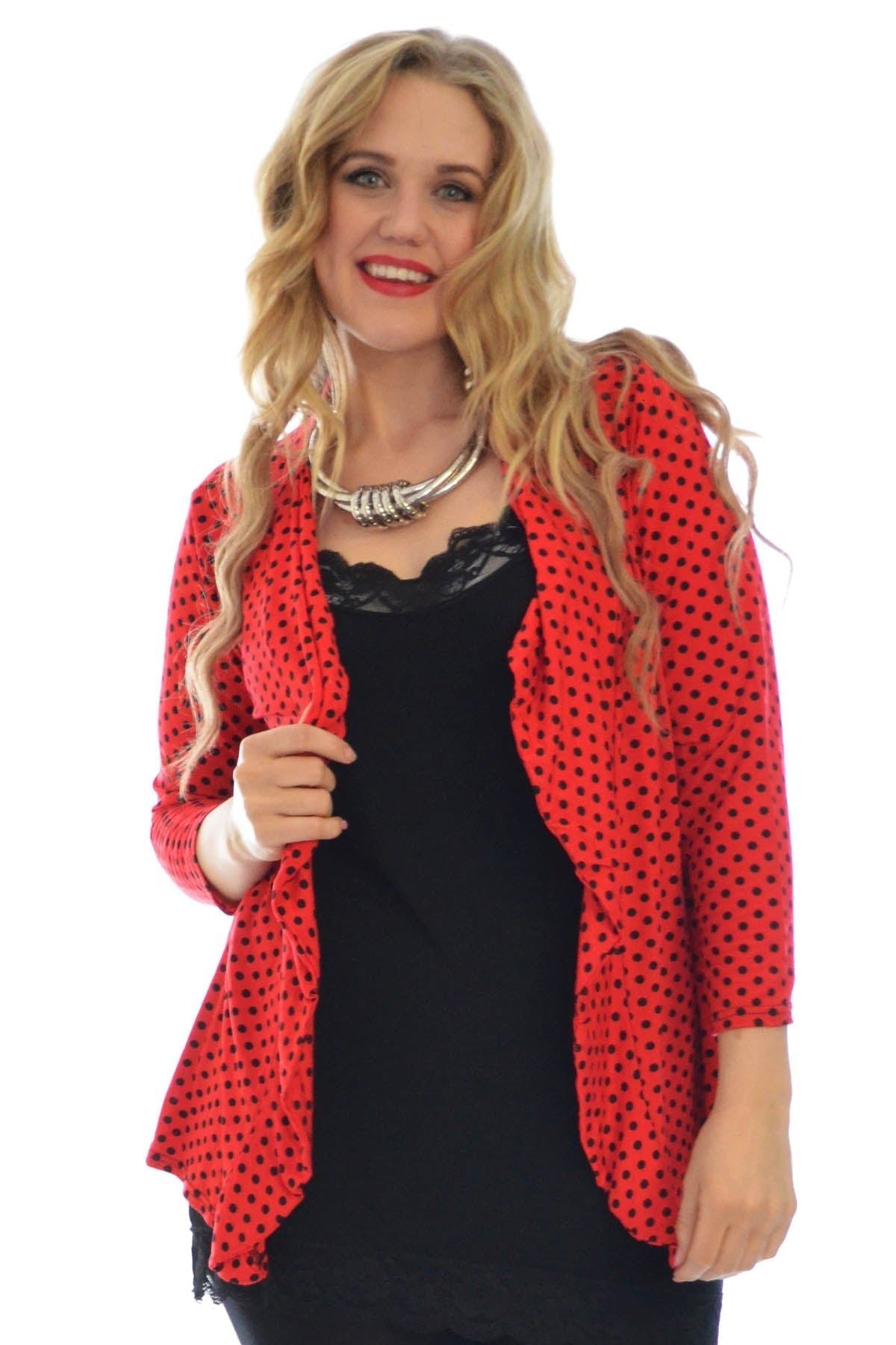 Polka Dot Spot Print Cardigan Top cardigan WearAll Red 18