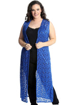 Floral Lace Open Top Cardigan Tops WearAll Royal Blue 14