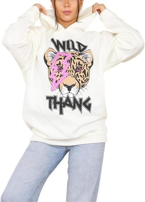 Wild Thang Tiger Print Hooded Sweatshirt Jumper Hoodies & Pullover WearAll