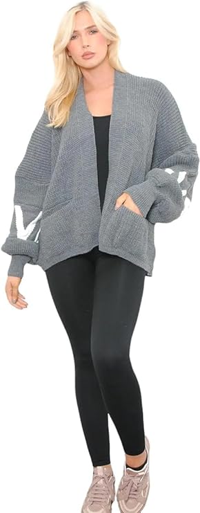 Lova Balloon Sleeve Cardigan cardigan WearAll Grey One Size (10-22)