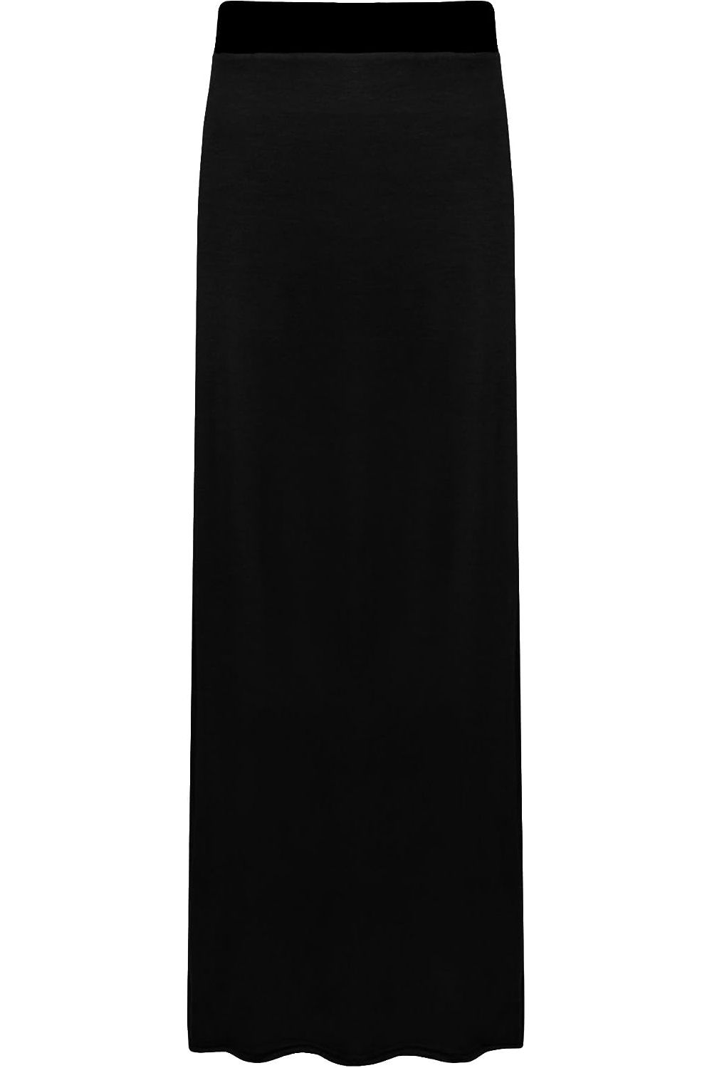 Plus Size Pencil Long Maxi Skirt Elasticated Waist Skirt WearAll Black 16-18