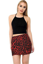 Plus Size Printed Mini Bodycon Short Skirt Skirt WearAll Red Leopard 16-18