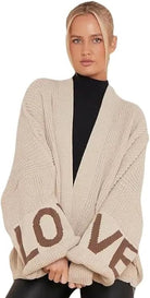 Lova Balloon Sleeve Cardigan cardigan WearAll Beige One Size (10-22)