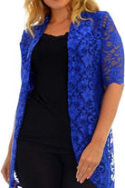 Floral Lace Open Long Cardigan Maxi Cardigan WearAll Royal Blue 14