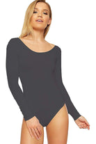 Annabelle Plain Long Sleeve Bodysuit Bodysuit WearAll Dark Grey 8-10