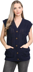 Sleeveless Button Cardigan cardigan WearAll Navy 8-10