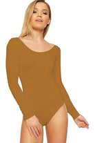 Annabelle Plain Long Sleeve Bodysuit Bodysuit WearAll Camel 12-14