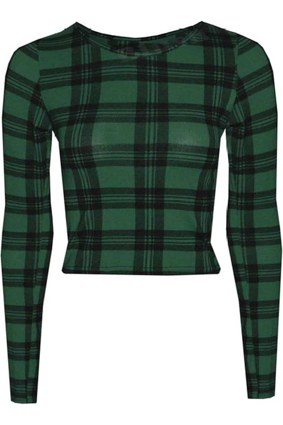 Long Sleeve Printed Crop Top Tops WearAll Green 8-10