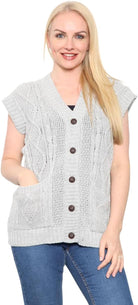 Sleeveless Button Cardigan cardigan WearAll Silver 8-10