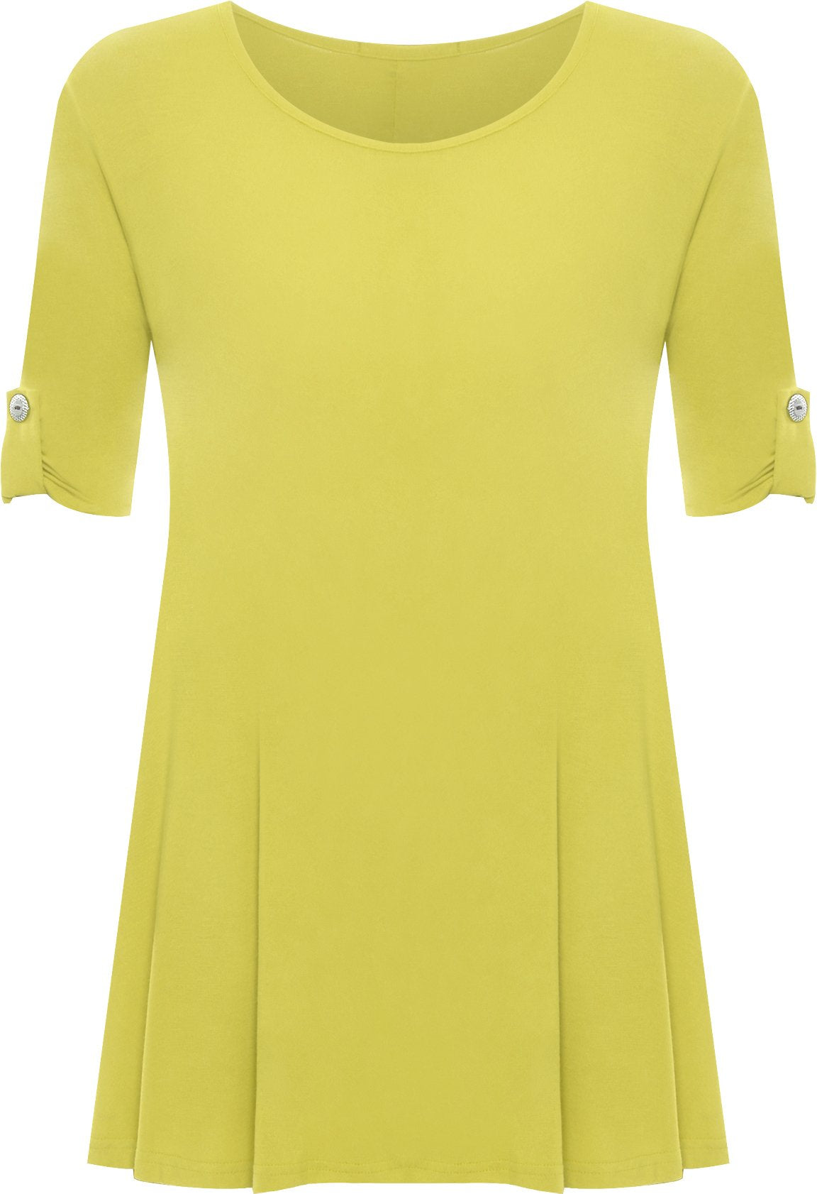 Scoop Neck Flared Ladies Plain Top Tops WearAll Yellow 14