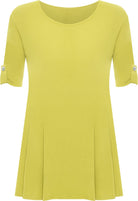 Scoop Neck Flared Ladies Plain Top Tops WearAll Yellow 14