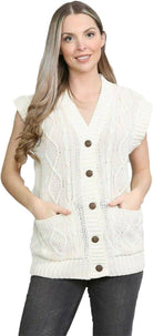 Sleeveless Button Cardigan cardigan WearAll Cream 8-10