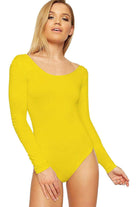 Annabelle Plain Long Sleeve Bodysuit Bodysuit WearAll Fluorescent Yellow 8-10