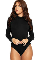 Plus Size Long Sleeve Turtleneck Bodysuit Bodysuit WearAll Black 16-18