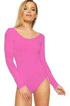 Annabelle Plain Long Sleeve Bodysuit Bodysuit WearAll Fluorescent Pink 8-10