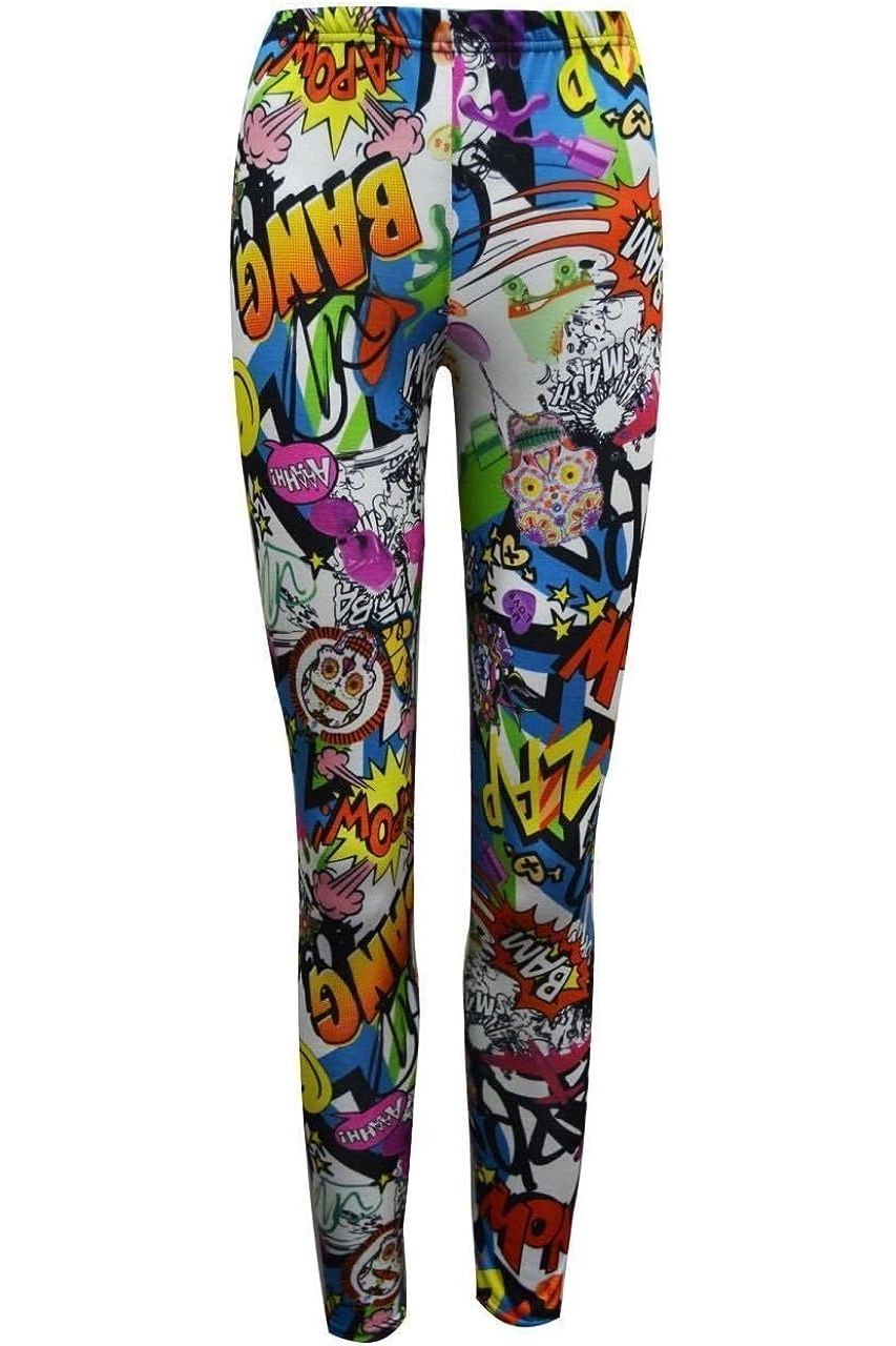 Plus Size Comic Book Graffiti Bang Printe Leggings Leggings WearAll