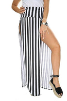 Petite Double Split Beach Sarong Skirt Skirt WearAll Vertical Stripe 8-10