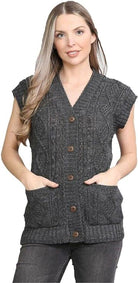 Sleeveless Button Cardigan cardigan WearAll Charcoal 8-10