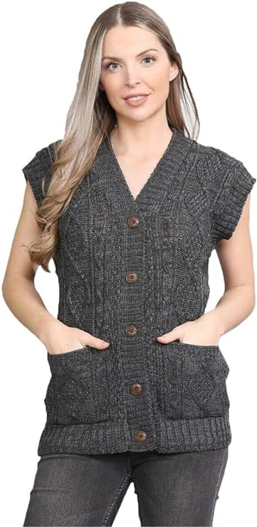 Sleeveless Button Cardigan cardigan WearAll Charcoal 8-10