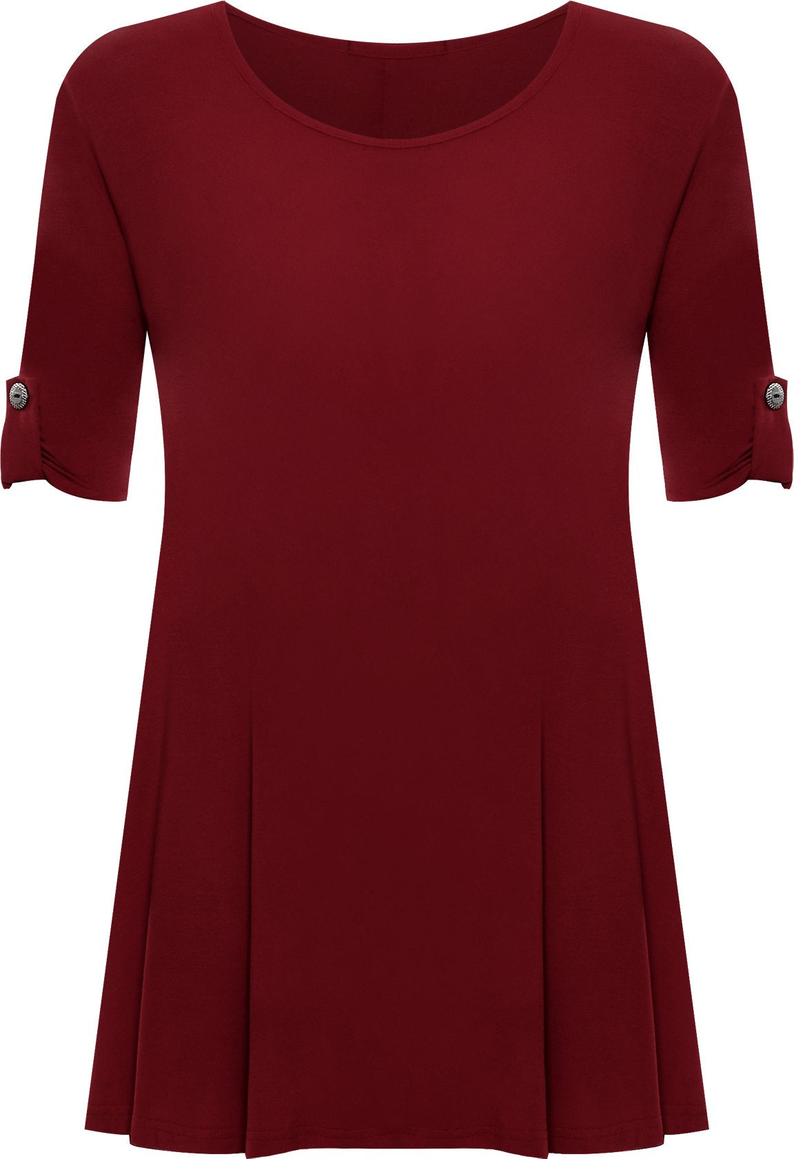 Scoop Neck Flared Ladies Plain Top Tops WearAll Wine 14