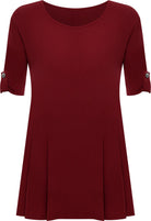 Scoop Neck Flared Ladies Plain Top Tops WearAll Wine 14