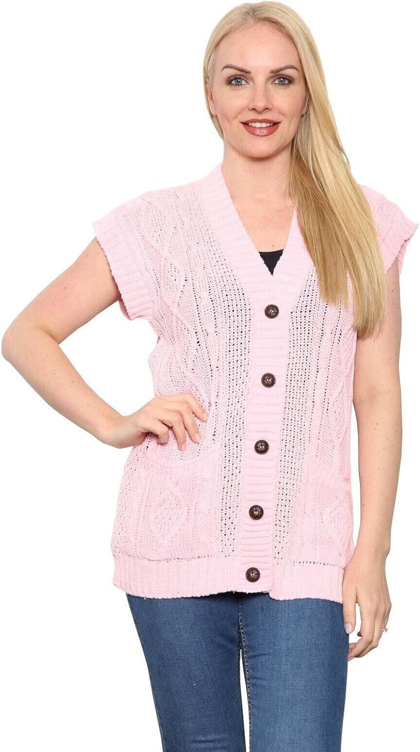 Sleeveless Button Cardigan cardigan WearAll Baby Pink 8-10