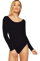 Annabelle Plain Long Sleeve Bodysuit Bodysuit WearAll Black 8-10