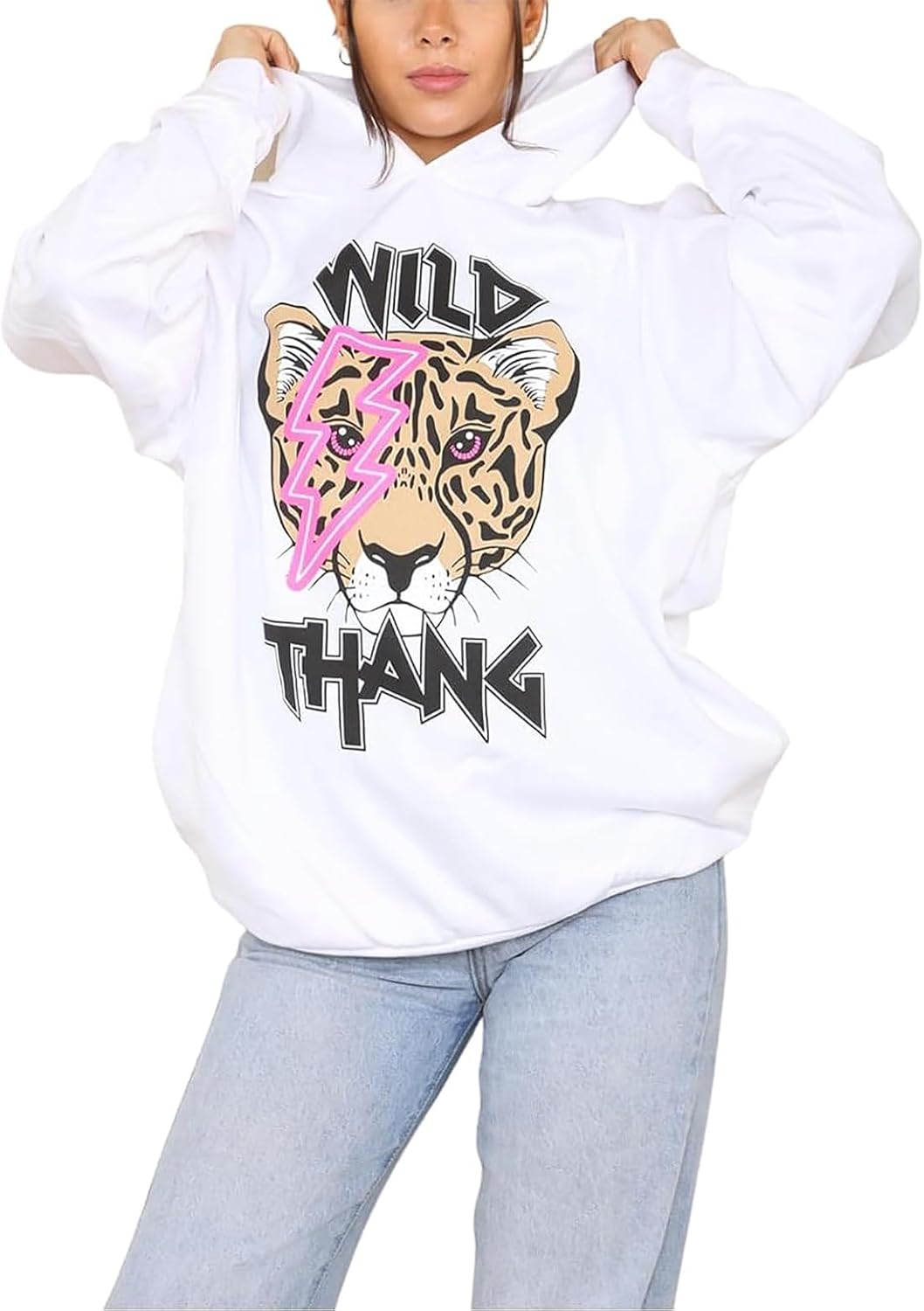 Wild Thang Tiger Print Hooded Sweatshirt Jumper Hoodies & Pullover WearAll