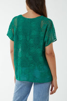 Short Sleeve Round Neck Lace Top Tops WearAll