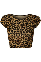 Printed Cap Sleeve Crop Top Tops WearAll Animal 8-10