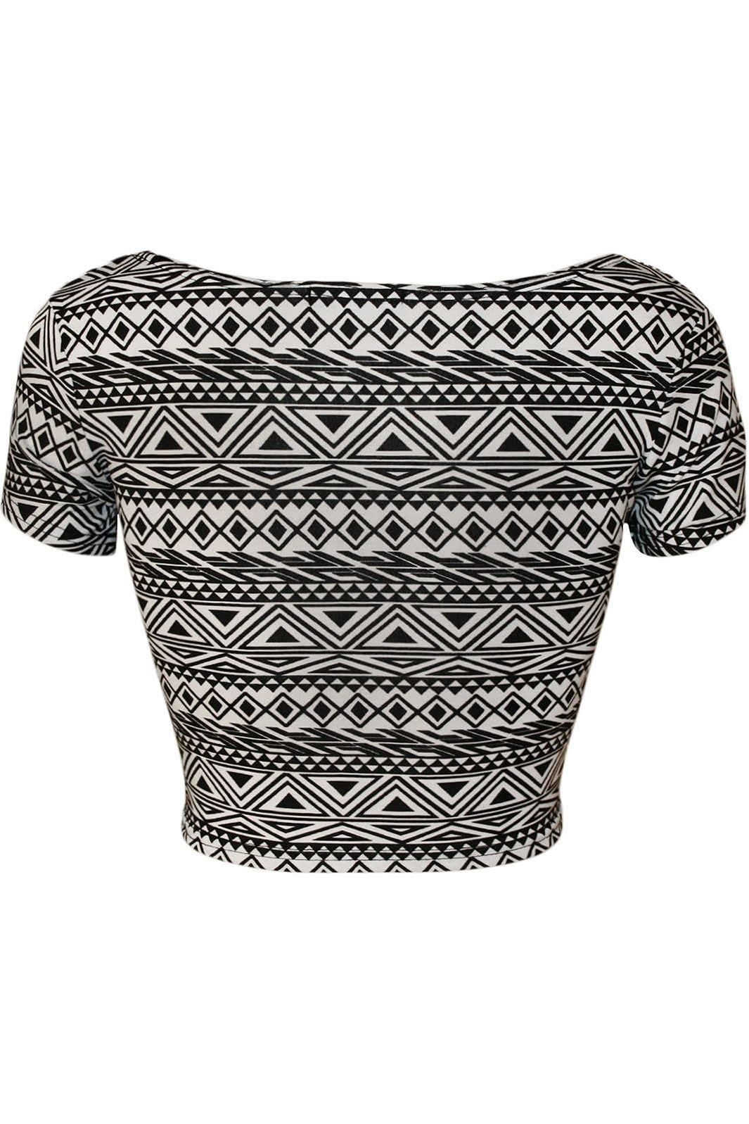 Printed Cap Sleeve Crop Top Tops WearAll