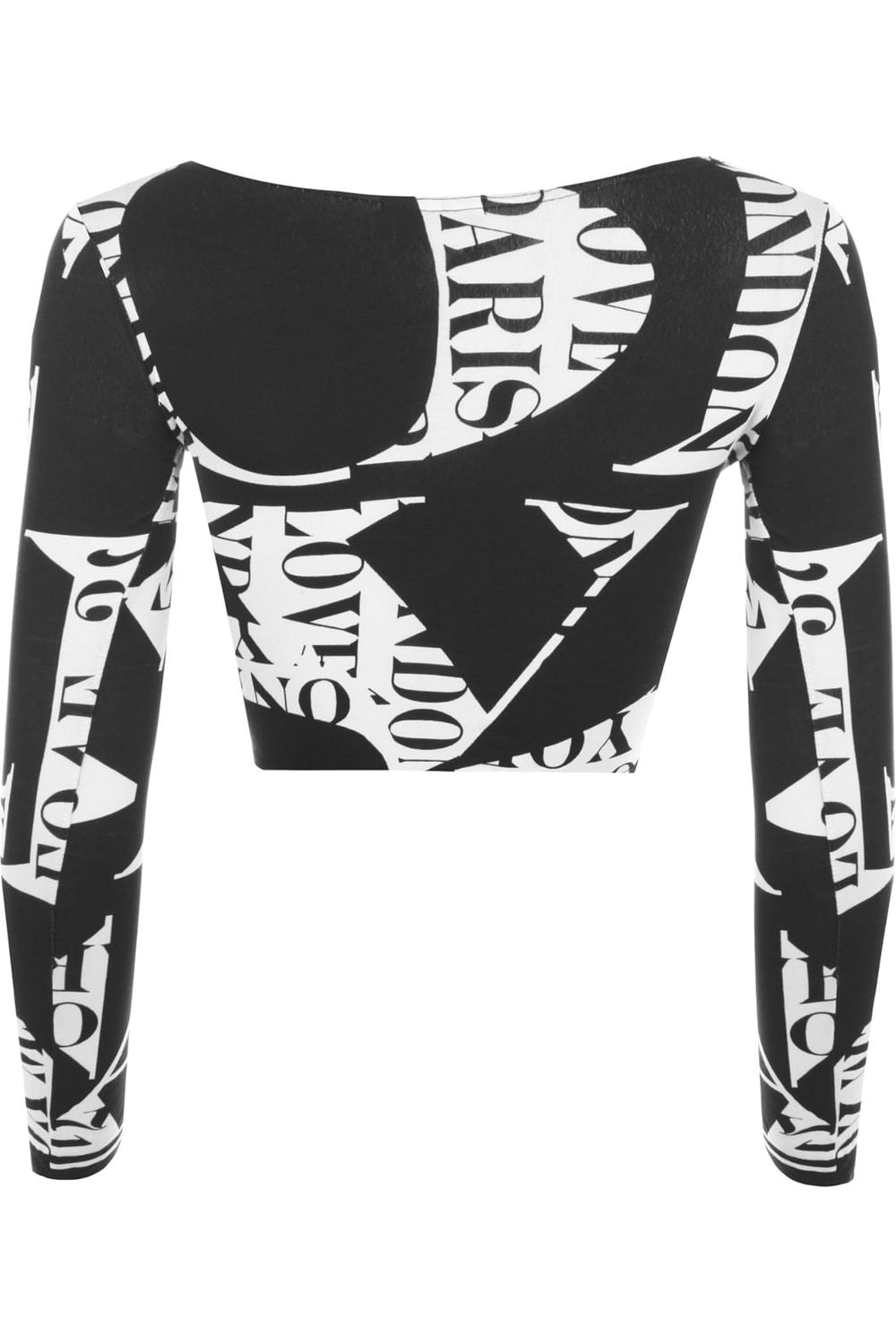 Long Sleeve Printed Crop Top Tops WearAll