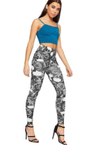 Skull Pirate Print Leggings Leggings WearAll