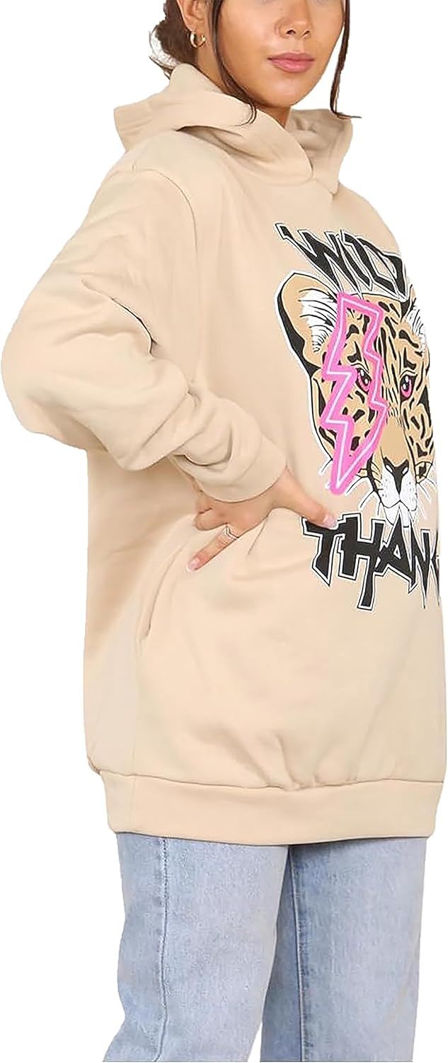 Wild Thang Tiger Print Hooded Sweatshirt Jumper Hoodies & Pullover WearAll