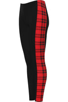 Print Side Stripe High Waist Leggings Leggings WearAll 8-10 Red Tartan