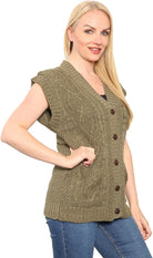 Sleeveless Button Cardigan cardigan WearAll Khaki 8-10