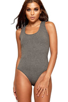 BASICS Solid Round Neck Fitted Tank Bodysuit Bodysuit WearAll Dark Grey 12-14